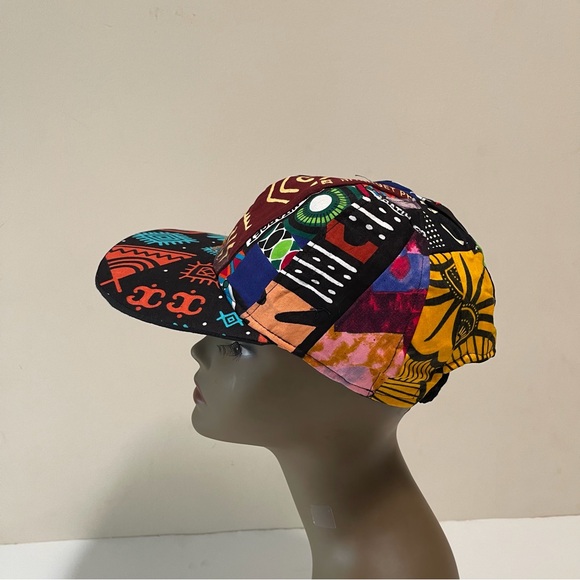 African Print Ankara Multicolor Patchwork Colorful Handmade Baseball Cap - Picture 8 of 10